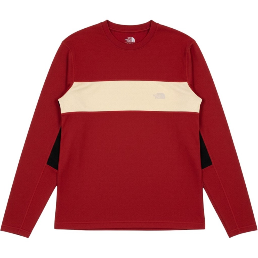 The North Face Mens VTG Long Sleeve Perform Shirt Red Cream Stripe Thumbholes M